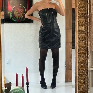 KHY x NAMILIA Faux Leather Strapless Mini Dress
